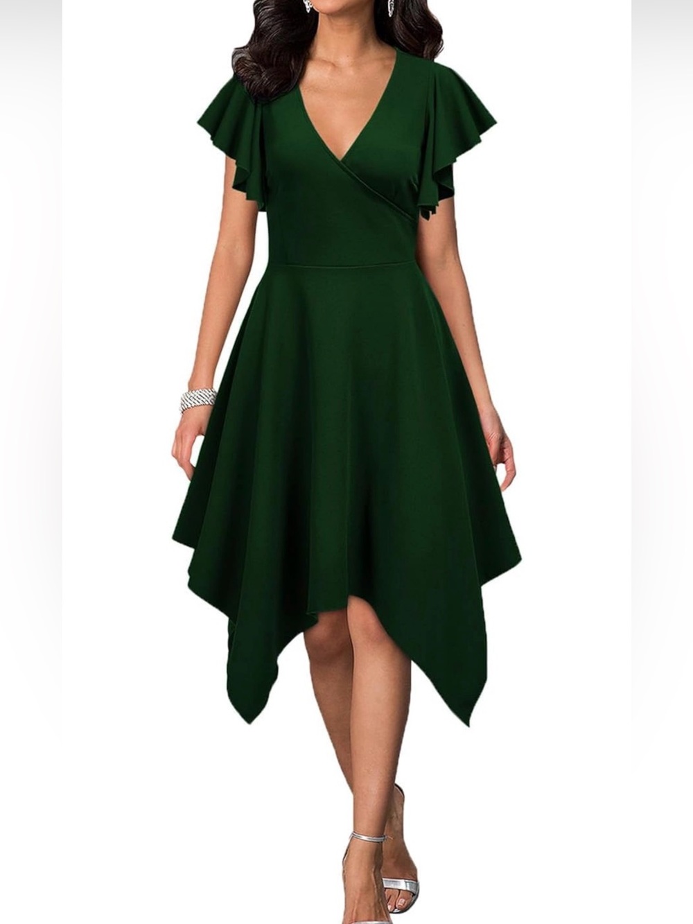 Deep V Neck Formal Dress Hem Asymmetrical A Line Party Cocktail Dress
